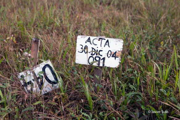 tablas identificativas de cuerpos enterrados sin identificar en el cementerio de La Macarena. Foto: Javier Sulé
